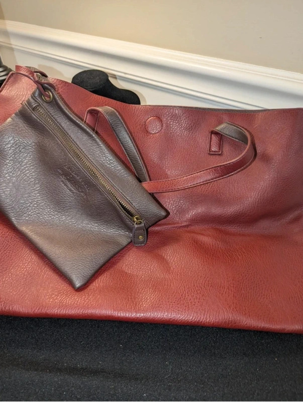 G.H. Bass & CO. Reversible Faux Leather Tote Bag In Red/Brown